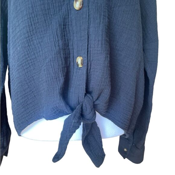 Loft Lounge Button Up Thermal Cardigan Sweater With Front Tie Womens Size Medium - Picture 5 of 9
